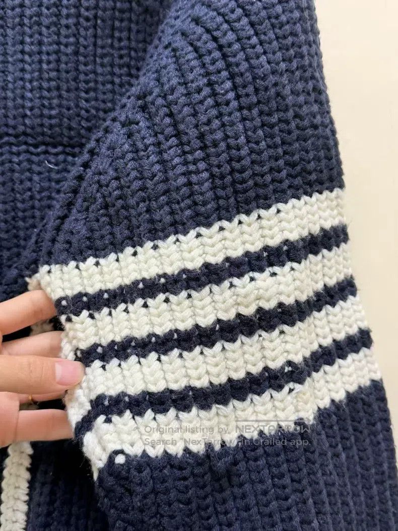 Thom Browne Thom Browne Four Stripe Sweater Navy Size US L / EU 52-54 / 3 - 4 Thumbnail