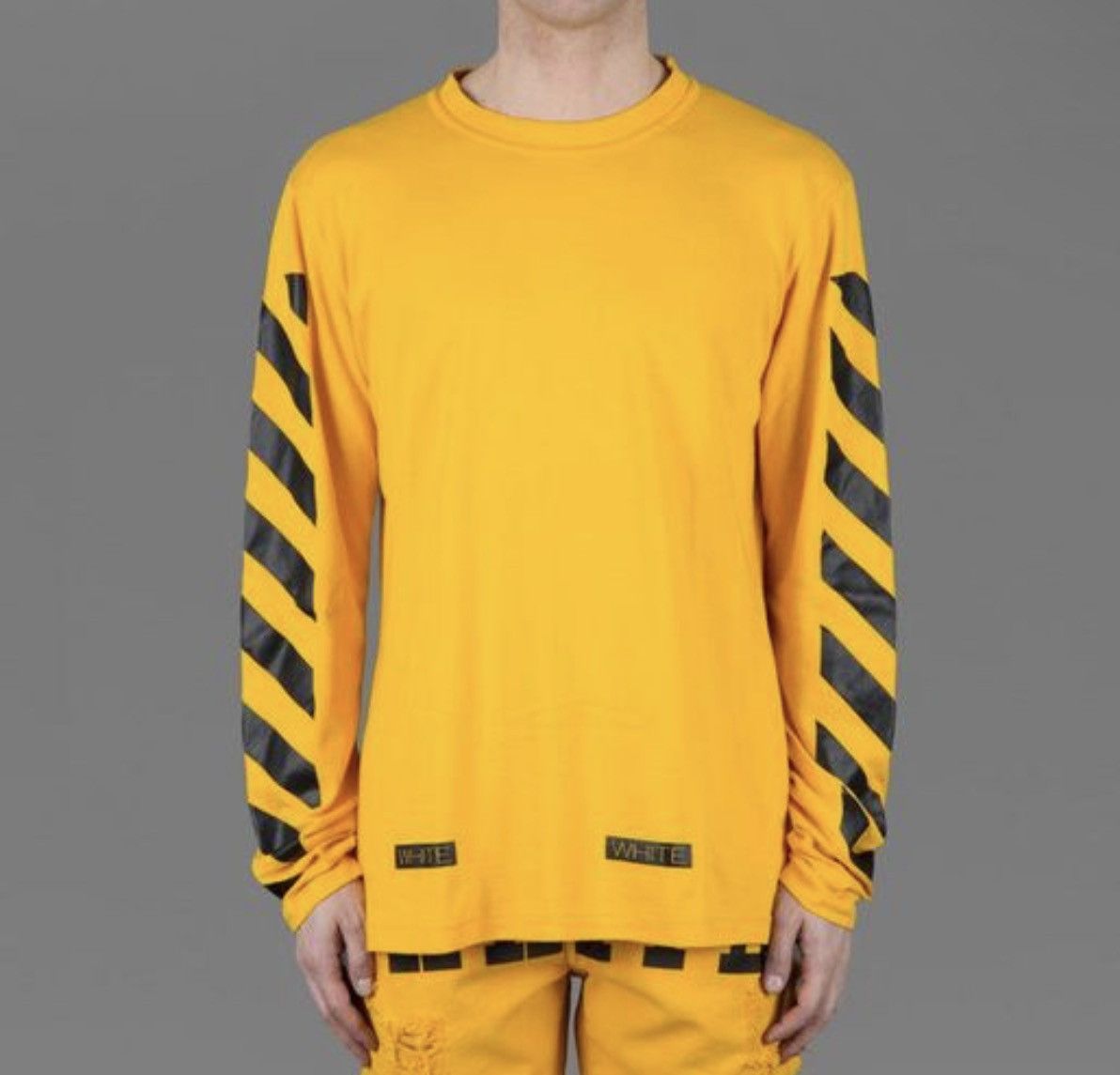 Off-White 2014 Off-White C/O VIRGIL 13 Stripe Print Yellow Mens XS S Size US S / EU 44-46 / 1 - 6 Thumbnail