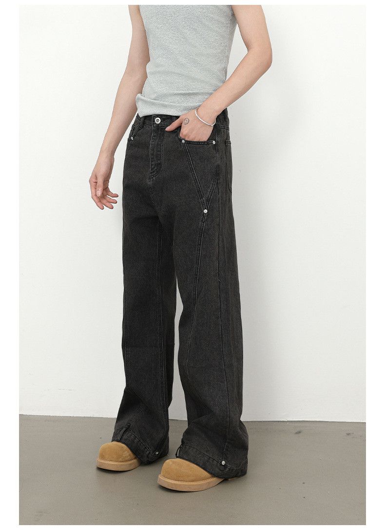 Japanese Brand × Jean Trendy retro patchwork loose flared straight jeans Size US 32 / EU 48 - 5 Thumbnail