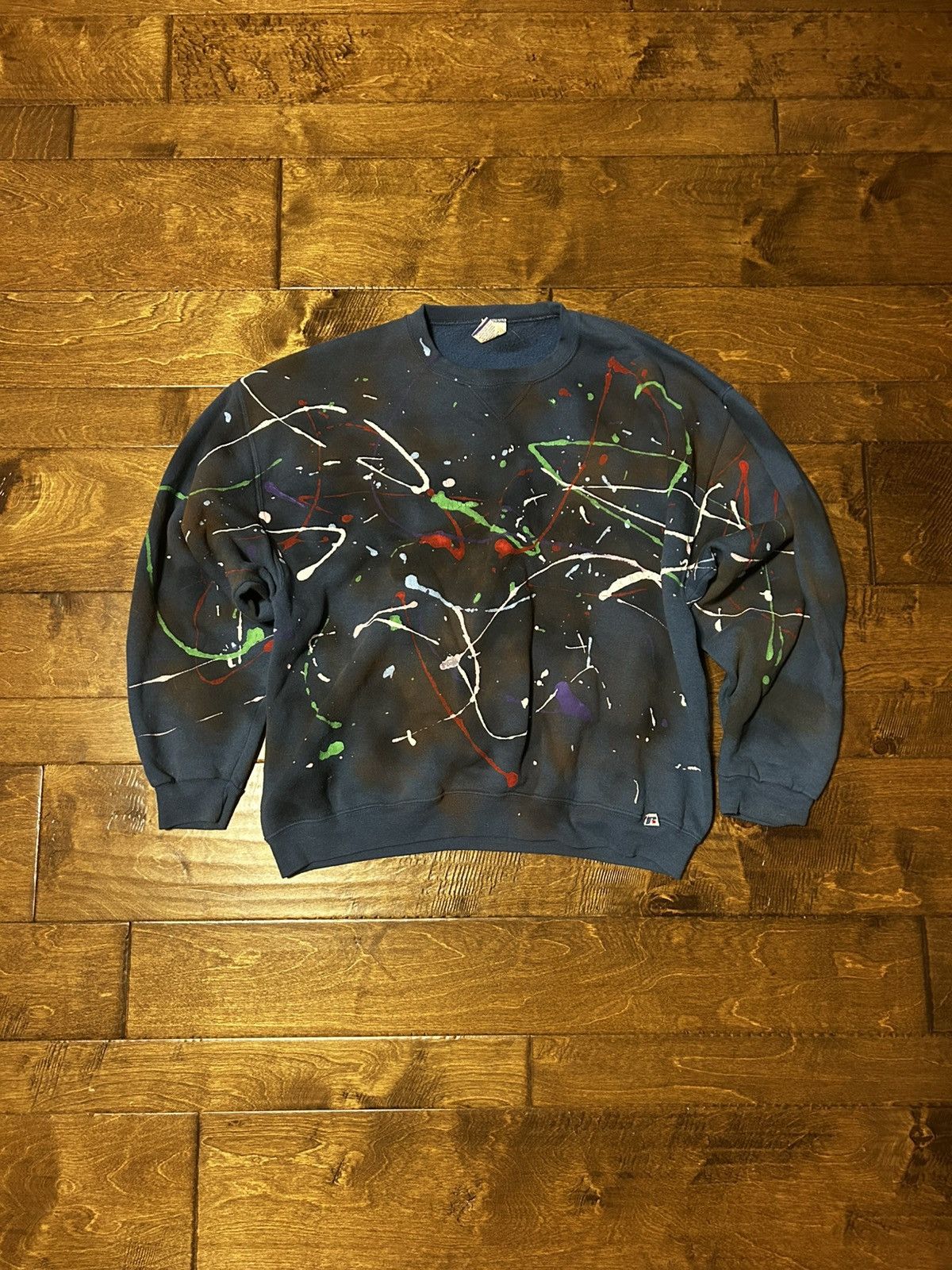 Russell Athletic × Vintage Vintage Russell Athletic Paint Splatter Sweatshirt Size US XL / EU 56 / 4 - 1 Thumbnail