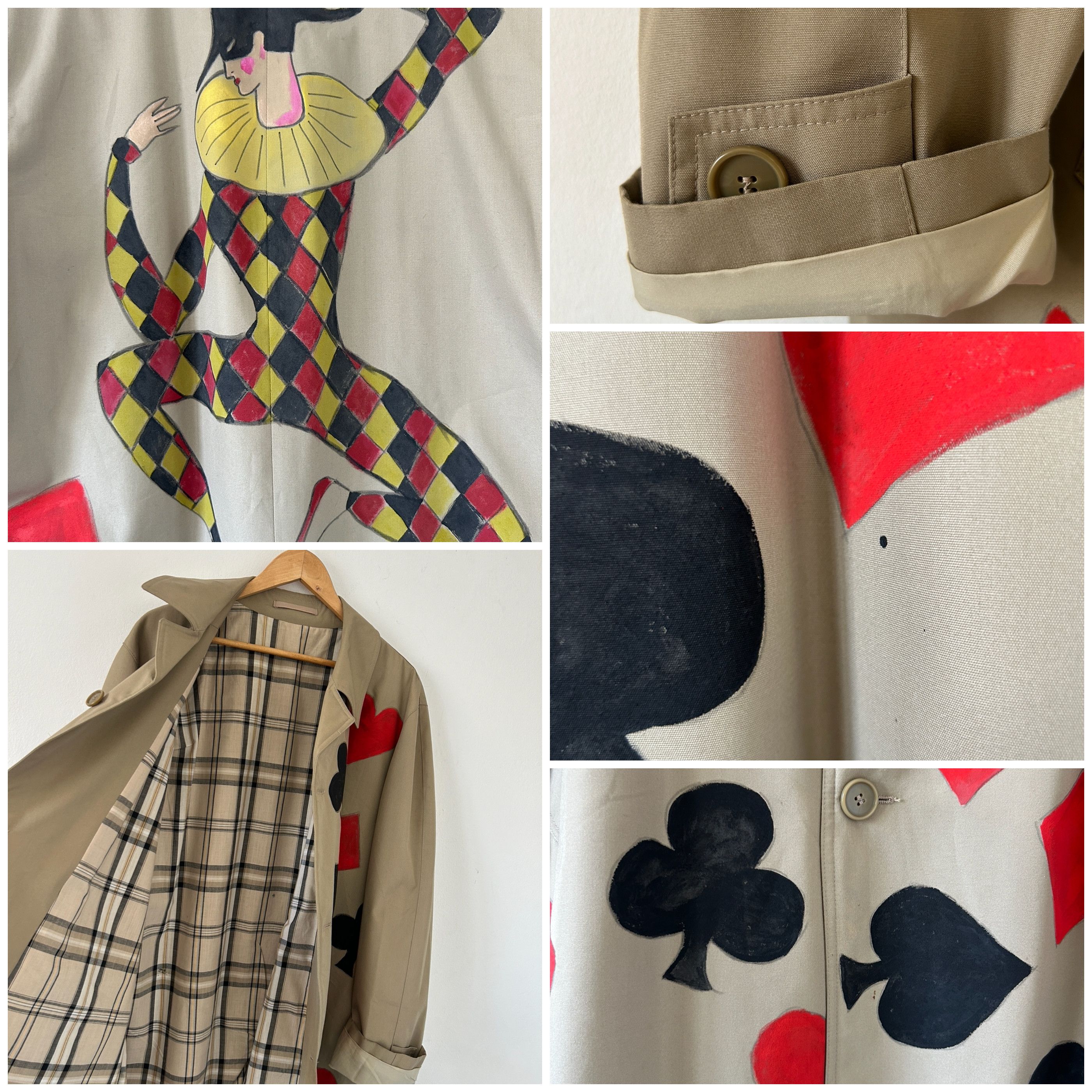 Custommade Custom poker joker print unisex vintage trench coat Size ONE SIZE - 9 Thumbnail