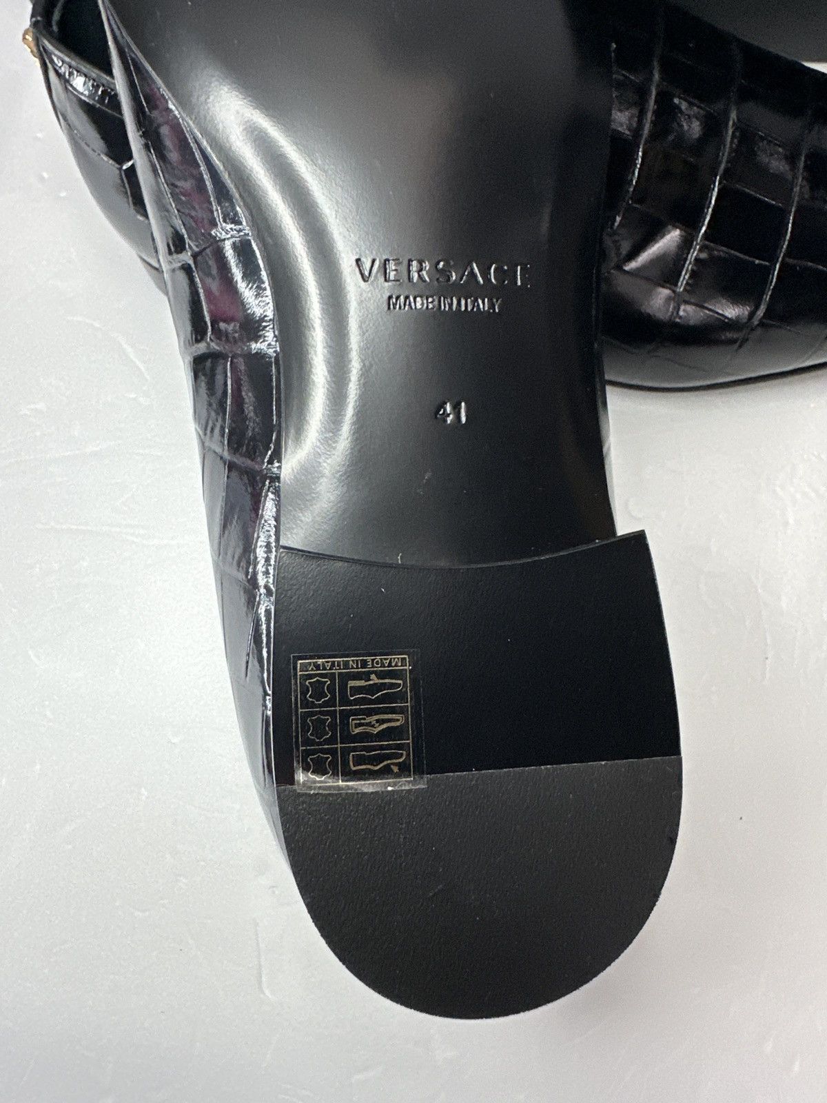 Versace Versace Croc Embossed Calfskin Smoking Slipper Size US 10.5 / EU 43-44 - 3 Thumbnail