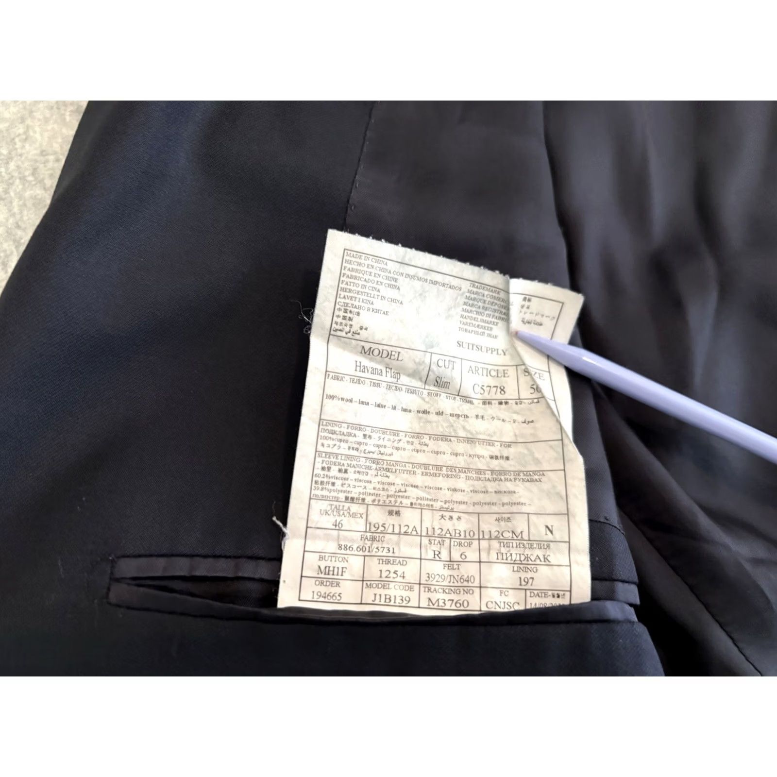 Suitsupply Suitsupply Havana Wool Black Blazer Jacket Sport Coat Mens 46R Size 46R - 5 Thumbnail