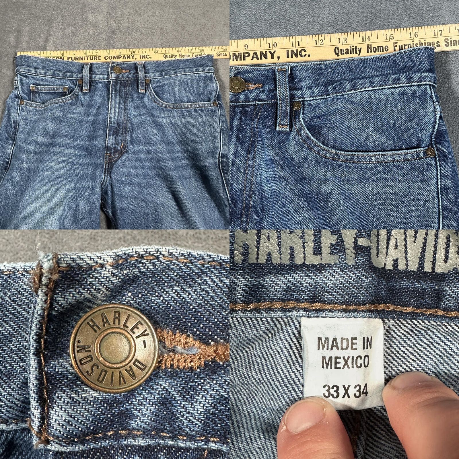 Harley Davidson VINTAGE Harley-Davidson Jeans Mens 33x34 Bootcut Denim Biker Motorcycle Pants Size US 33 - 8 Thumbnail