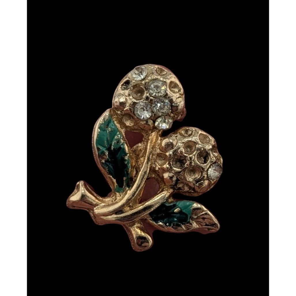 Other Vintage Dainty Floral Rhinestone Brooch (Missing Some Stones Size ONE SIZE - 1 Thumbnail