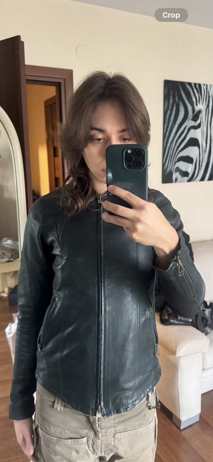 Morgan De Toi Morgan de toi biker/racer leather jacket size S bottle green Size S / US 4 / IT 40 - 8 Thumbnail