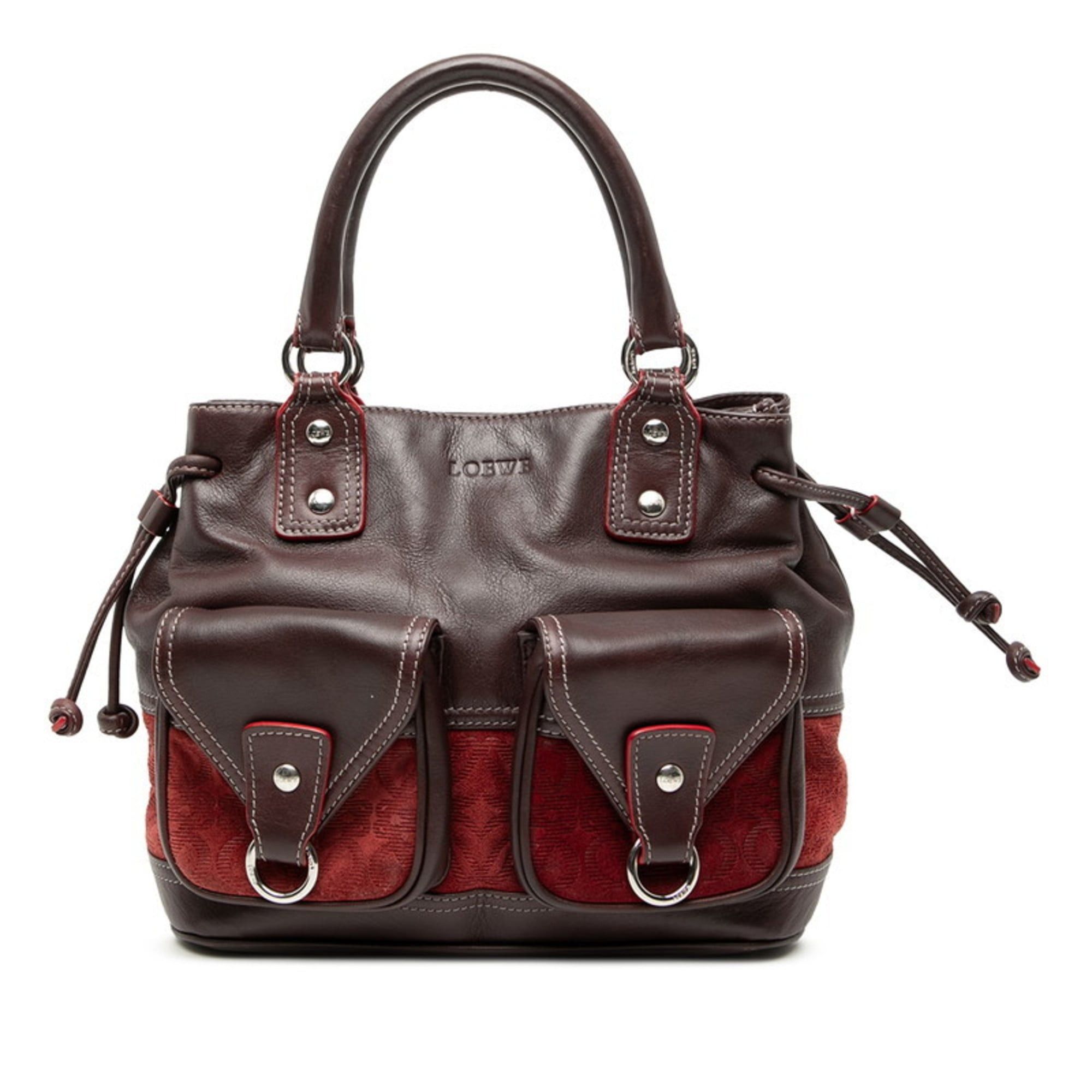 Loewe LOEWE Anagram Handbag in Wine Red, Bordeaux Leather and Suede for Women Size ONE SIZE - 1 Thumbnail