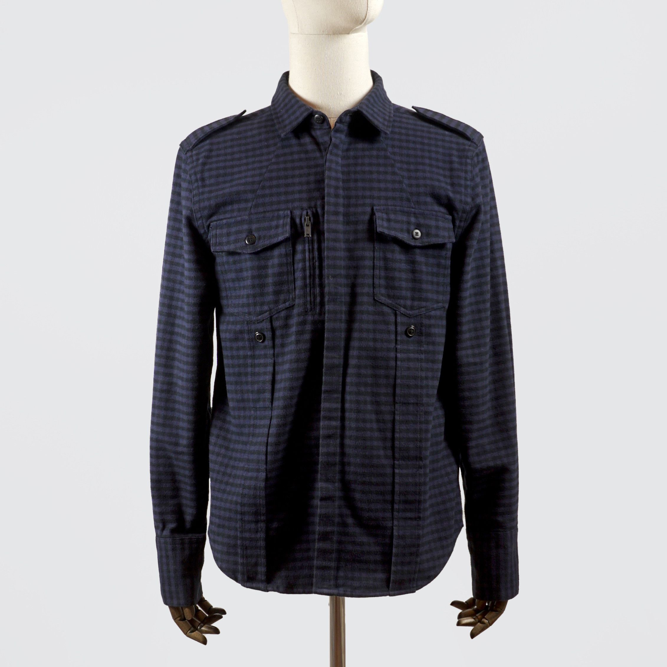 7 For All Mankind Checked Military Button-Up Shirt Size US M / EU 48-50 / 2 - 1 Thumbnail