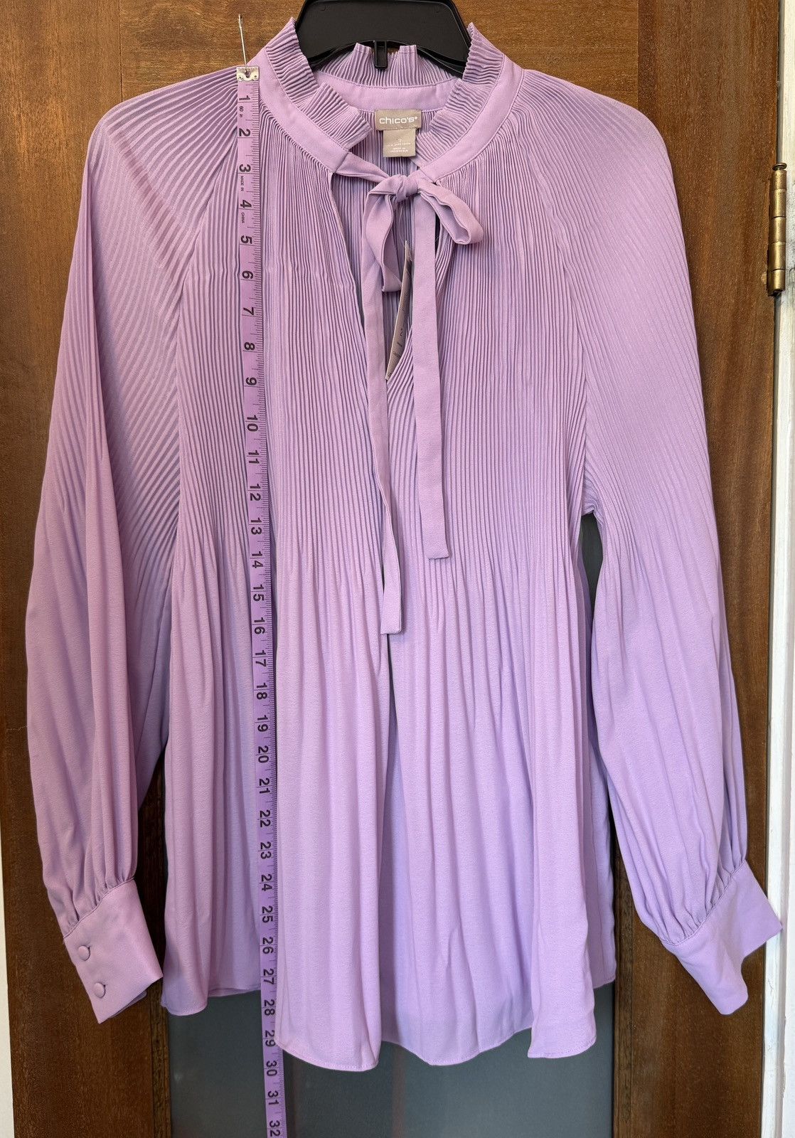 Chicos Chicos Woman Pleated Icy Purple Mockneck Peasant Raglan Top Size L / US 10 / IT 46 - 9 Thumbnail