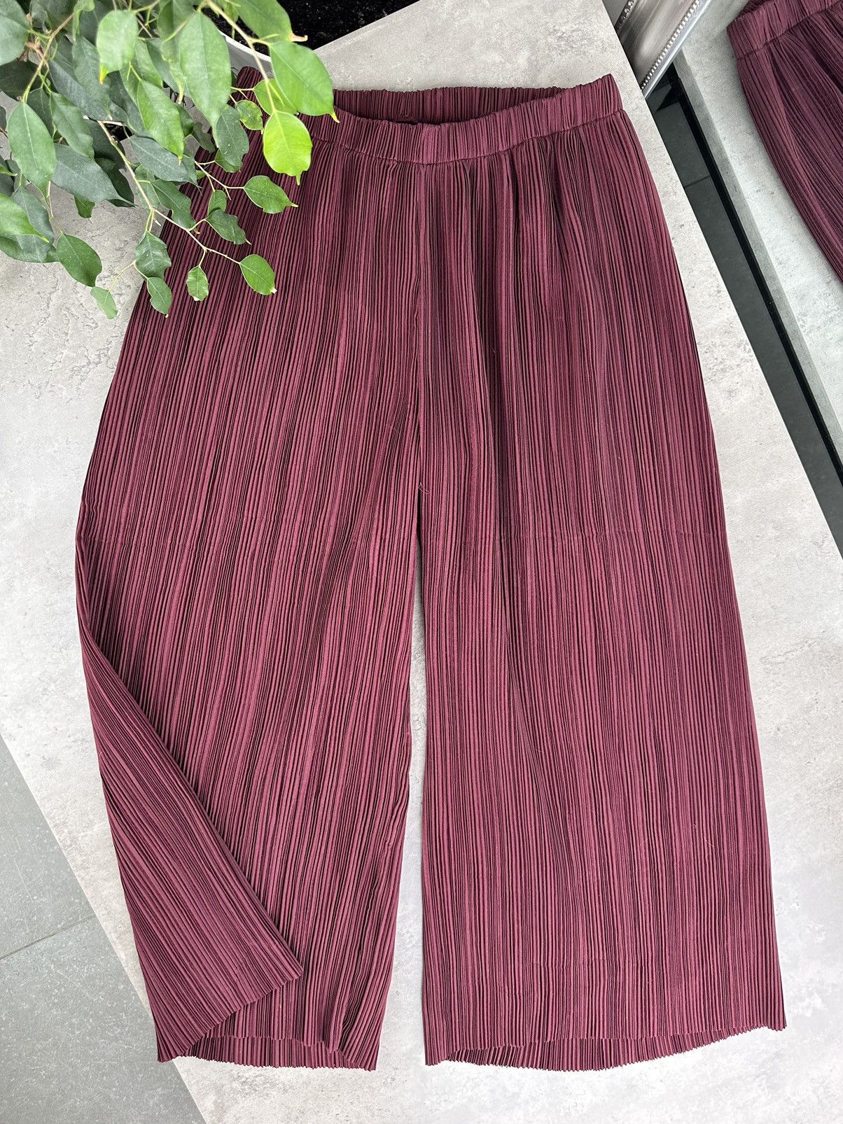 image of Issey Miyake x Vintage Cropped Wide Pleated Pants Issey Style in Burgandy, Men's (Size 28)