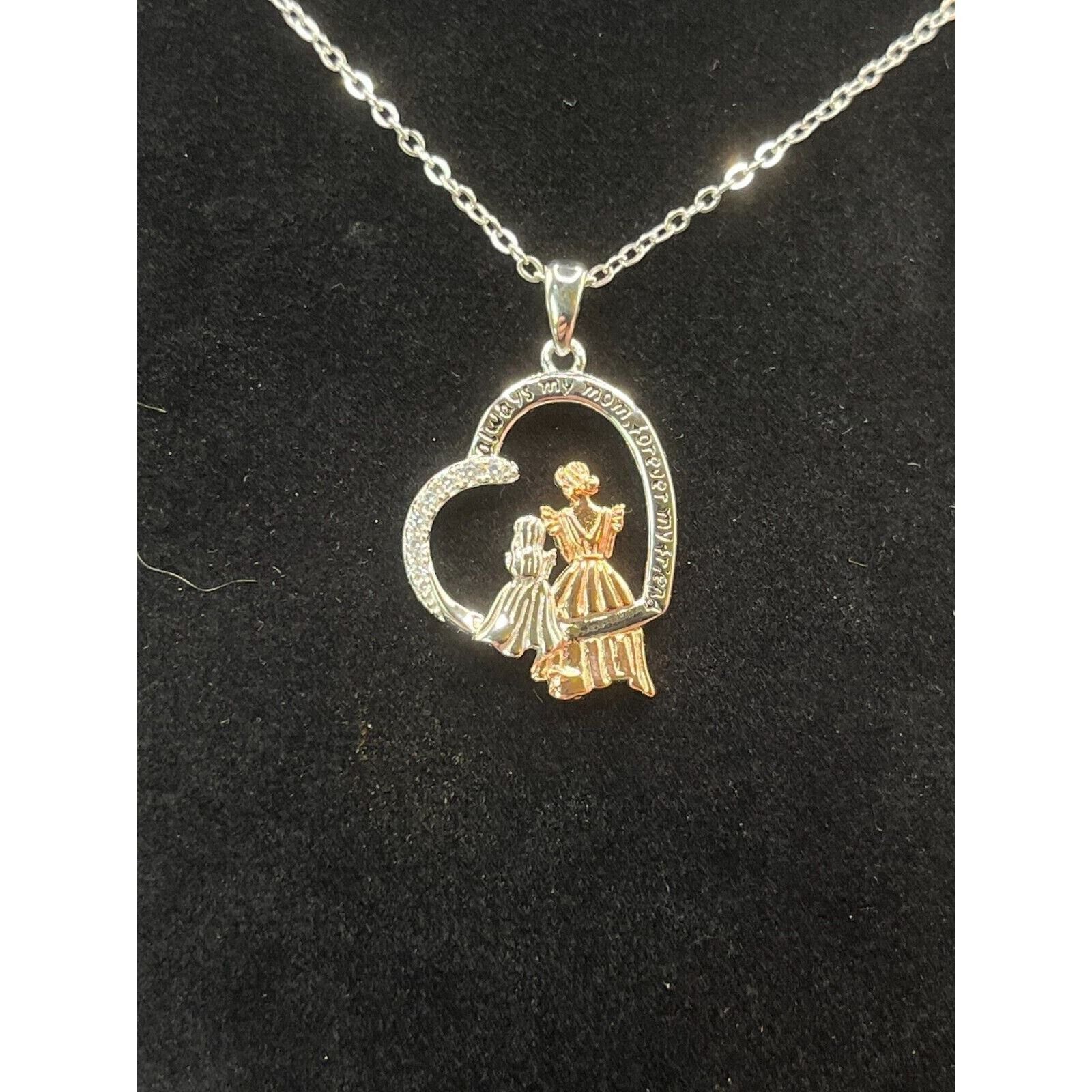 The Unbranded Brand Mother Daughter Necklace 925 Sterling Silver Pendant With CZ Size ONE SIZE - 6 Thumbnail