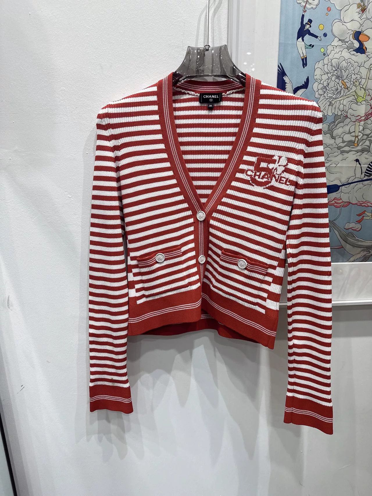 Chanel CHANEL 23C Striped V-Neck Knit Cardigan Size XS / US 0-2 / IT 36-38 - 1 Thumbnail