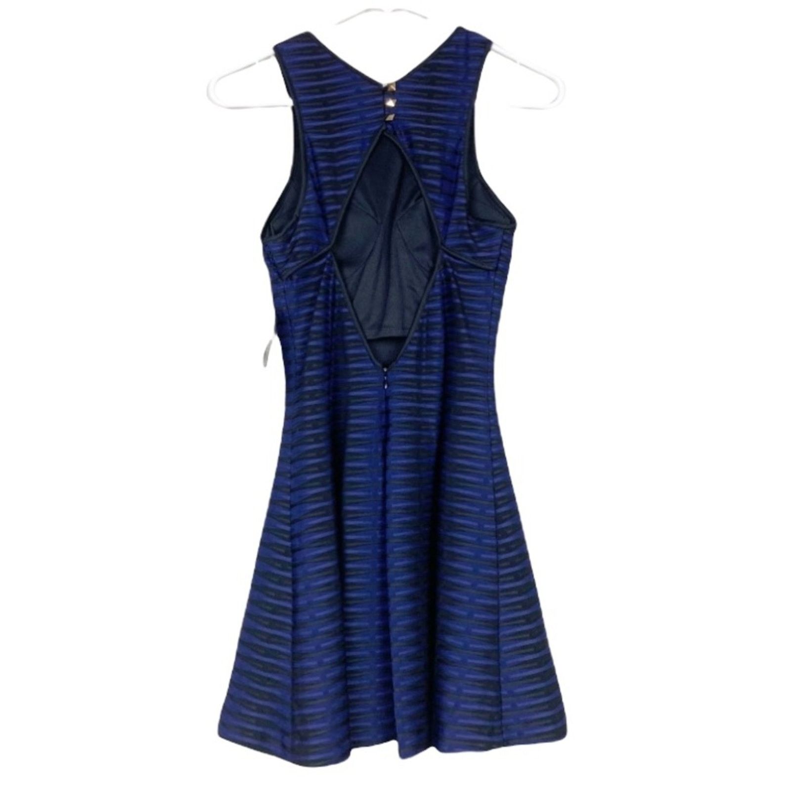 Guess Guess Black Blue Striped Skater Dress Sz 0 Size S / US 4 / IT 40 - 3 Thumbnail