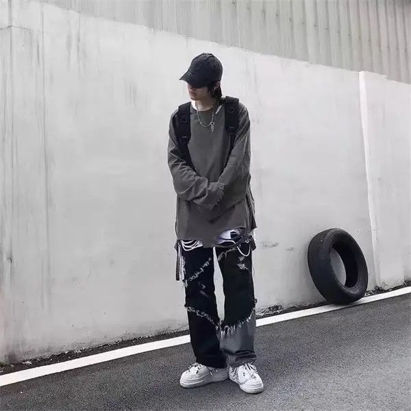 VIBE Baggy Distressed patchwork jeans denim y2k vintage Size US 32 / EU 48 - 4 Thumbnail