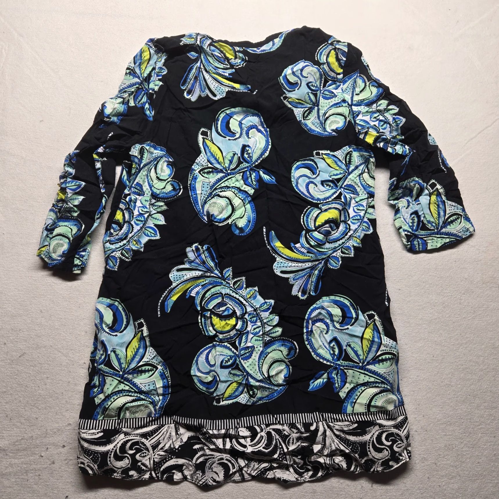Vintage Kaari Blue Shirt Adult Women's Size 16 Blue Paisley V-Neck 3/4 Sleeve Tunic Womens Size XXL / US 16-18 / IT 52-54 - 8 Thumbnail