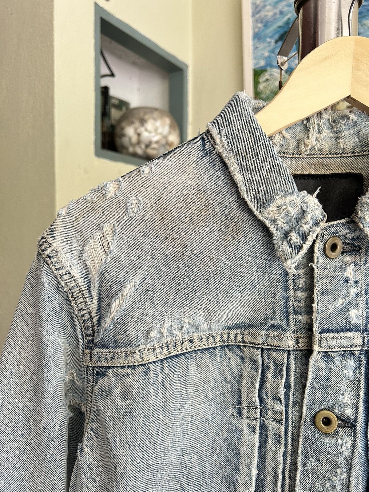 If Six Was Nine Wjk Distressed Denim Jacket Size US L / EU 52-54 / 3 - 3 Thumbnail