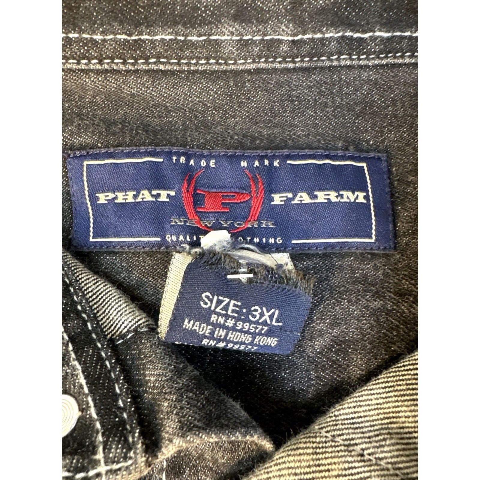 Phat Farm VINTAGE Phat Farm Denim Shirt /Jacket 3XL Two Tone Black Gray Hip Hop Streetwear Y2K Mens Jacket Bomber Black 3XL Size US XXL / EU 58 / 5 - 2 Thumbnail