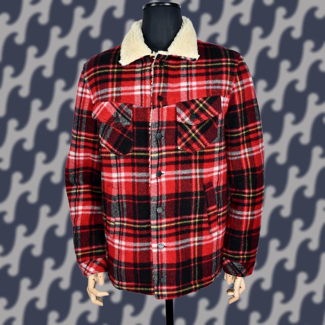 Nudie Jeans Nudie Jeans Lenny Plaid Jacket Wool Sherpa Lined Men's Size L Red Jacket Size US 33 - 1 Thumbnail