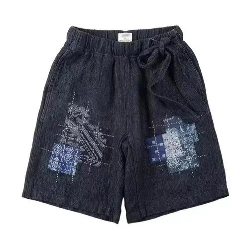 Jean 20SS Indigo Union Japan Navy Bandana Patchwork Shorts Size US 30 / EU 46 - 1 Thumbnail