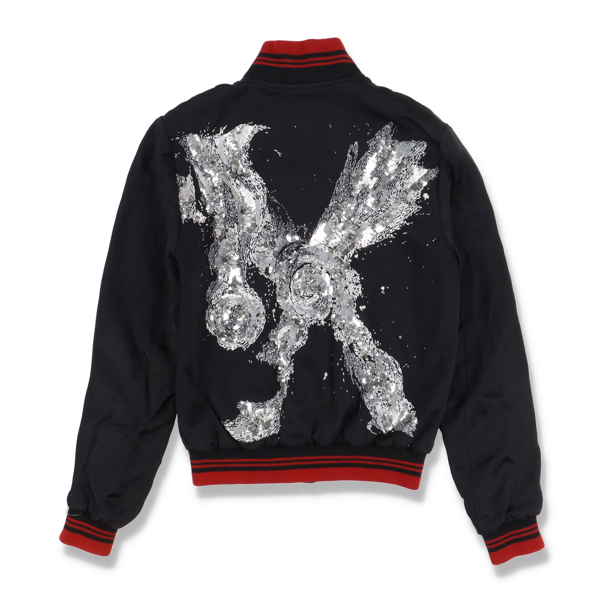 Saint Laurent Paris Black Mr X Sequin Embellished Bomber Jacket 