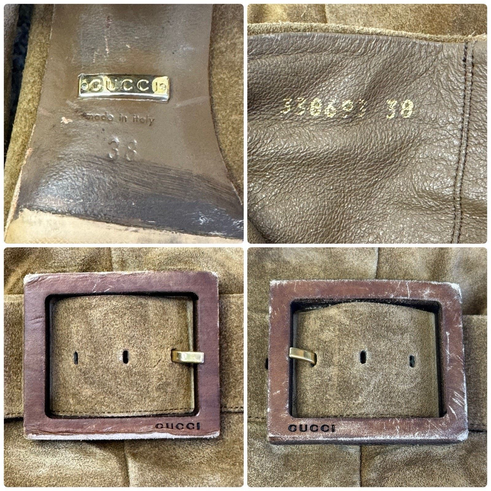 Gucci Vintage GUCCI Brown Suede Boots Wood Buckle Block Heel Sz 38 Size US 7 / IT 37 - 8 Thumbnail