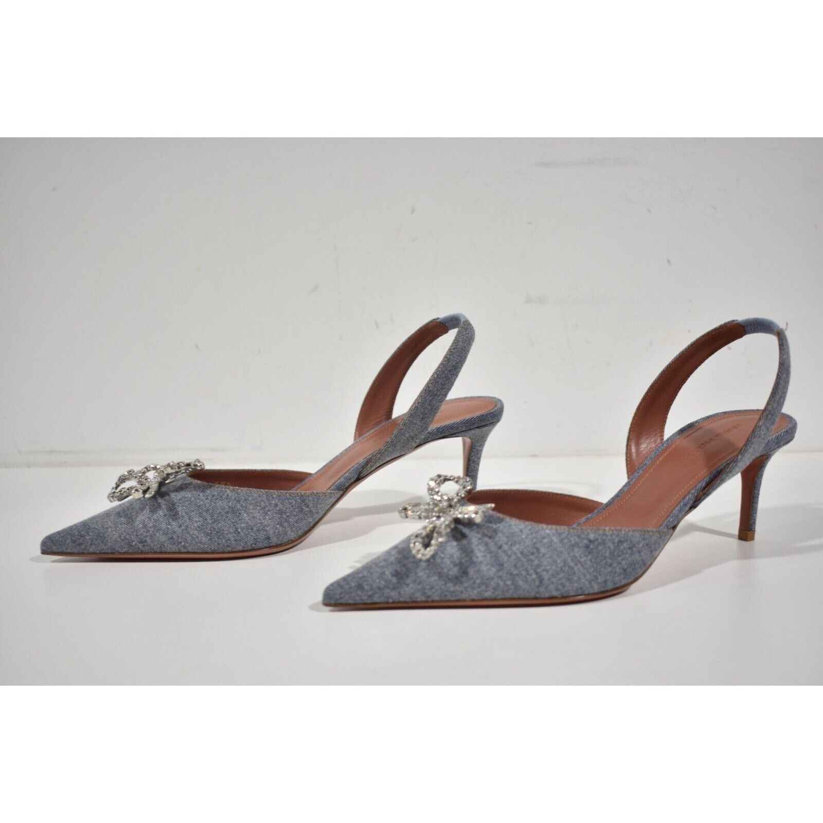 Amina Muaddi Rosie Sling Crystal Bow Slingback Sandal Heel Pump 38.5 Size US 8.5 / IT 38.5 - 9 Thumbnail