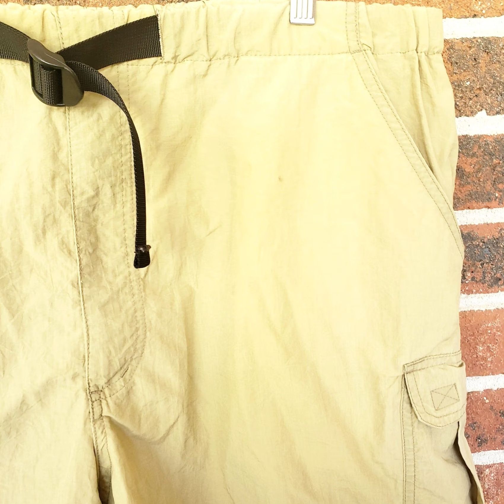 Vintage Cargo Trekking Shorts Mens Large Khaki Tan Nylon Belted Utility Hiking Outdoor 90s Size US 33 - 4 Thumbnail
