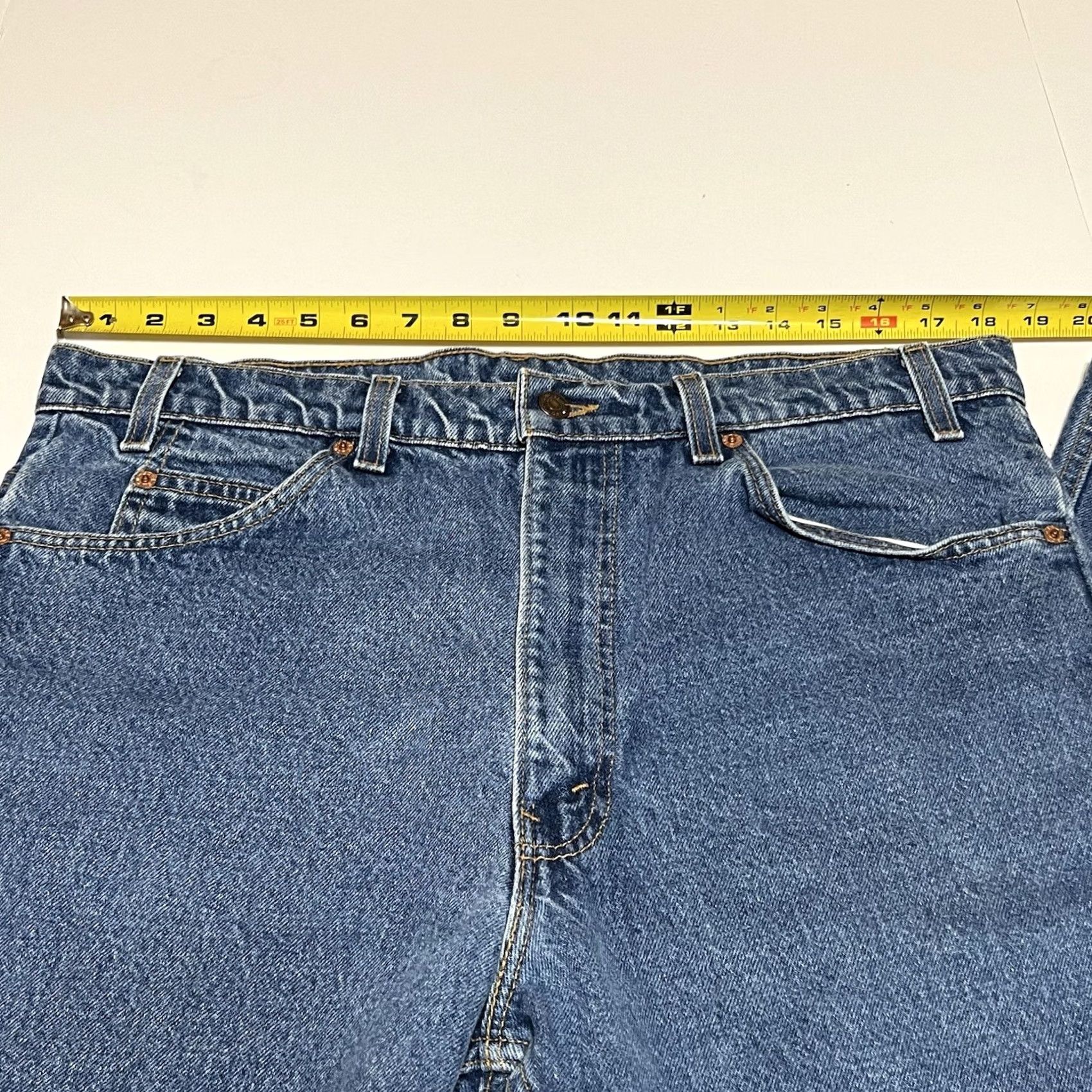 Levi's VINTAGE Levi’s Jeans 517 Orange Tab Mens Regular Jeans Hemmed 37x27 Blue Denim 38x32 Belt Patch Missing Boys? No, Mens Size US 37 - 3 Thumbnail