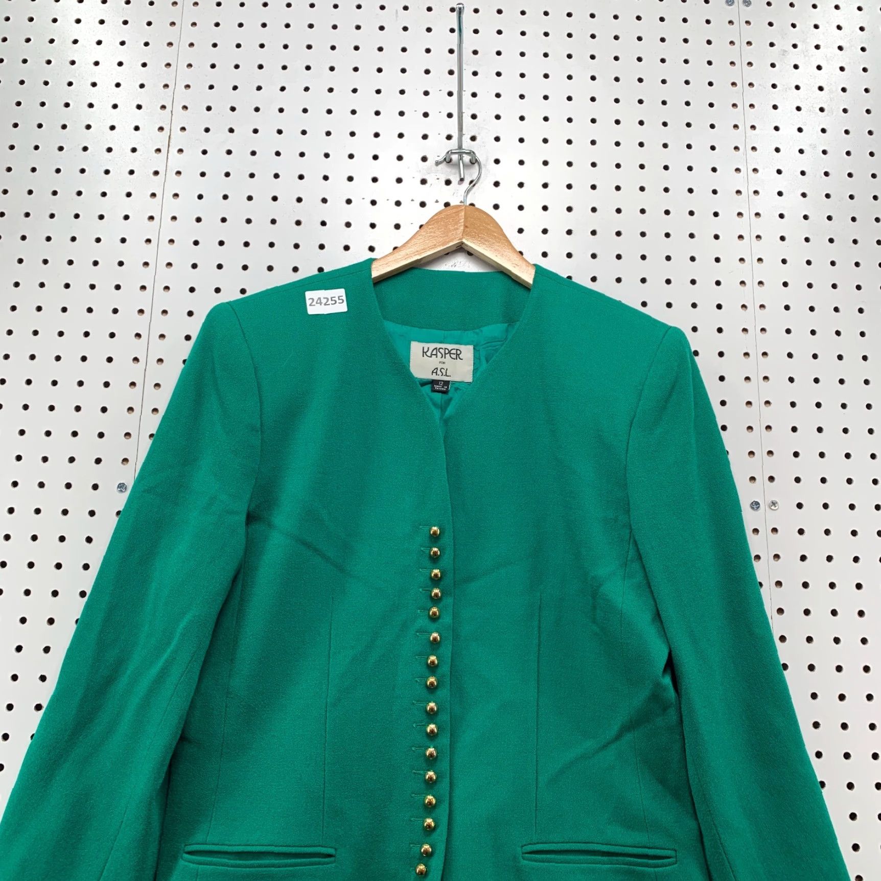 Kasper Kasper Blazer Womens Size 12 Green 100% Wool Jacket Size XL / US 12-14 / IT 48-50 - 5 Thumbnail