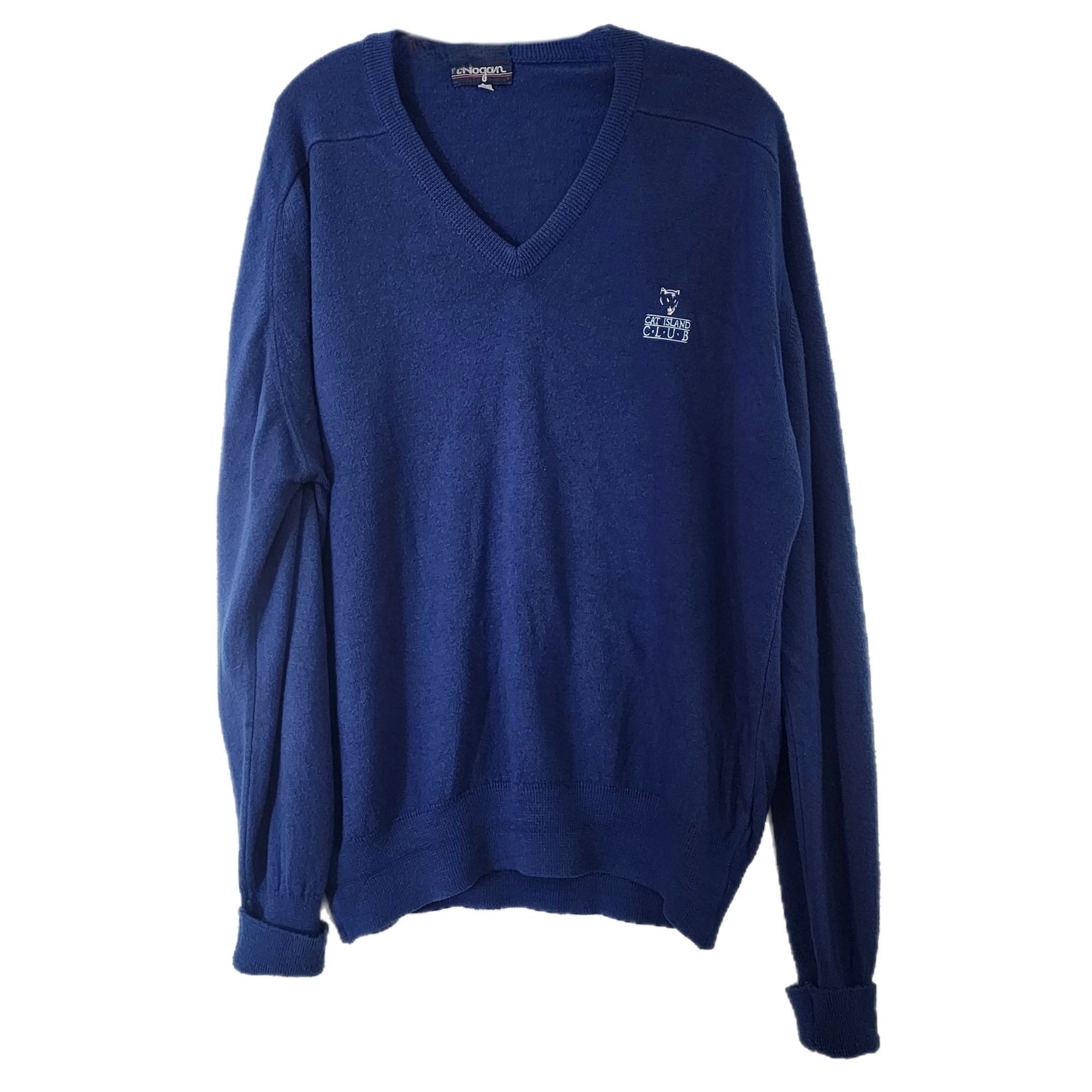 Hogan Vintage Grandpa V-neck Sweater Cat Island Club Mens L XL Vt Size US XL / EU 56 / 4 - 1 Thumbnail