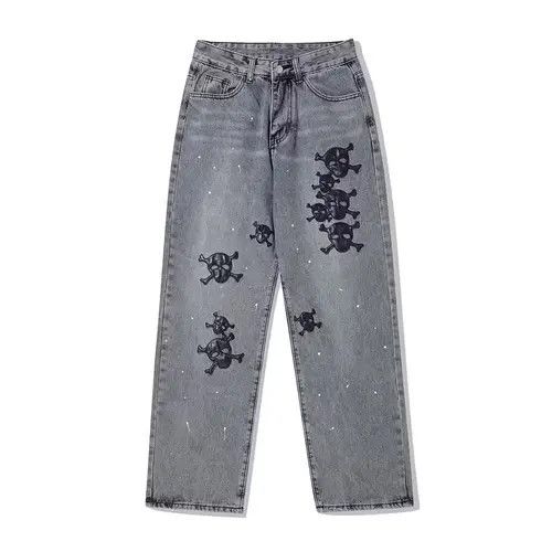 Jean Pirate Skull Patch Gray Denim Jeans Size US 32 / EU 48 - 4 Thumbnail