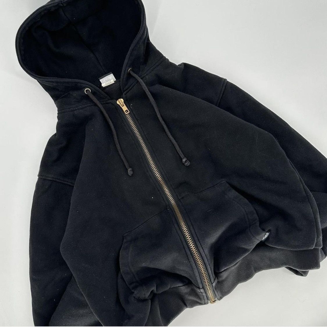 image of Crazy Double Face Heavyweight Black Blank Boxy Hoodie, Men's (Size Medium)