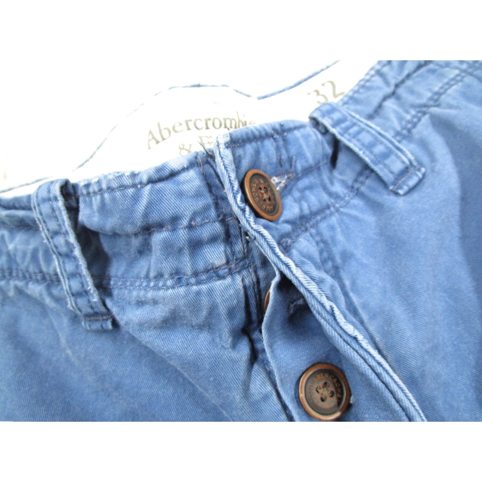 Abercrombie & Fitch Abercrombie & Fitch Shorts Mens 32 Blue Chino Cotton Casual Flat Front Size US 32 / EU 48 - 4 Thumbnail