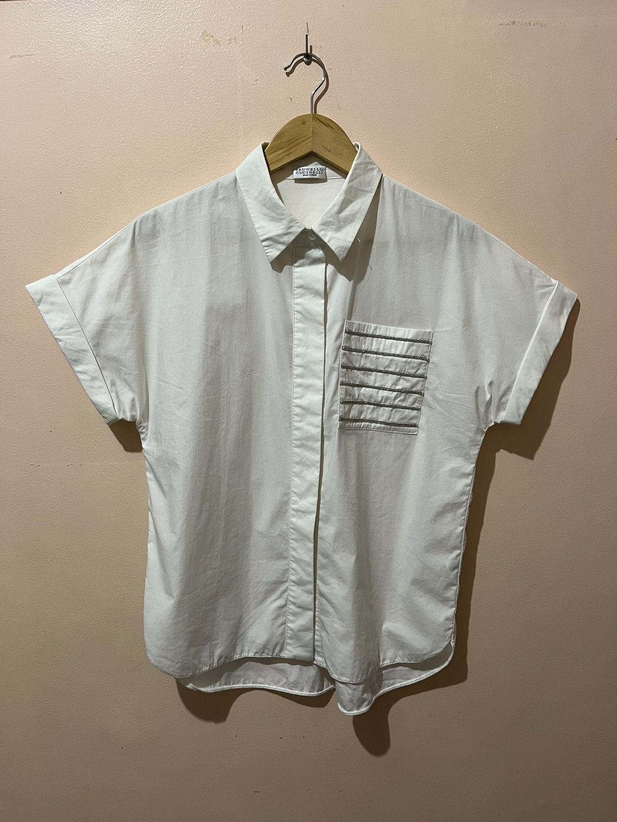 Brunello Cucinelli Brunello Cucinelli - Bead Embellished - Button Up Shirt Size S / US 4 / IT 40 - 3 Thumbnail