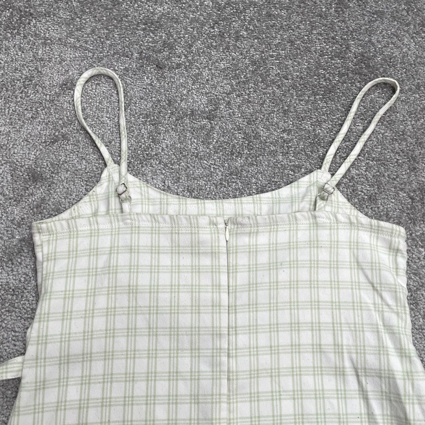 Vintage J. Galt Tank Dress Womens One Size Green White Plaid Belted Spaghetti Strap Tank Dress Dress Length: Knee Length Size ONE SIZE - 3 Thumbnail