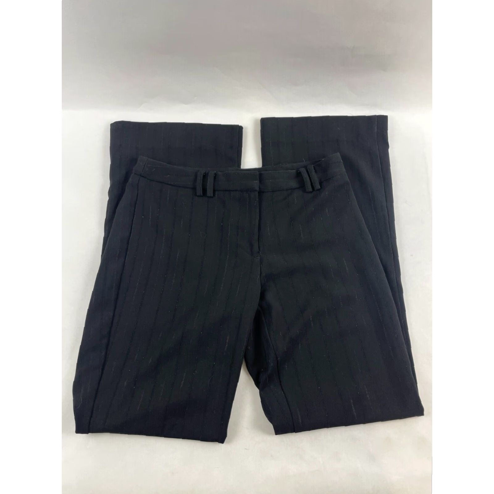 George George Dress Pants Women's Size 6 Black Striped Mid Rise Flat Front Pants Womens Size 28" / US 6 / IT 42 - 2 Thumbnail