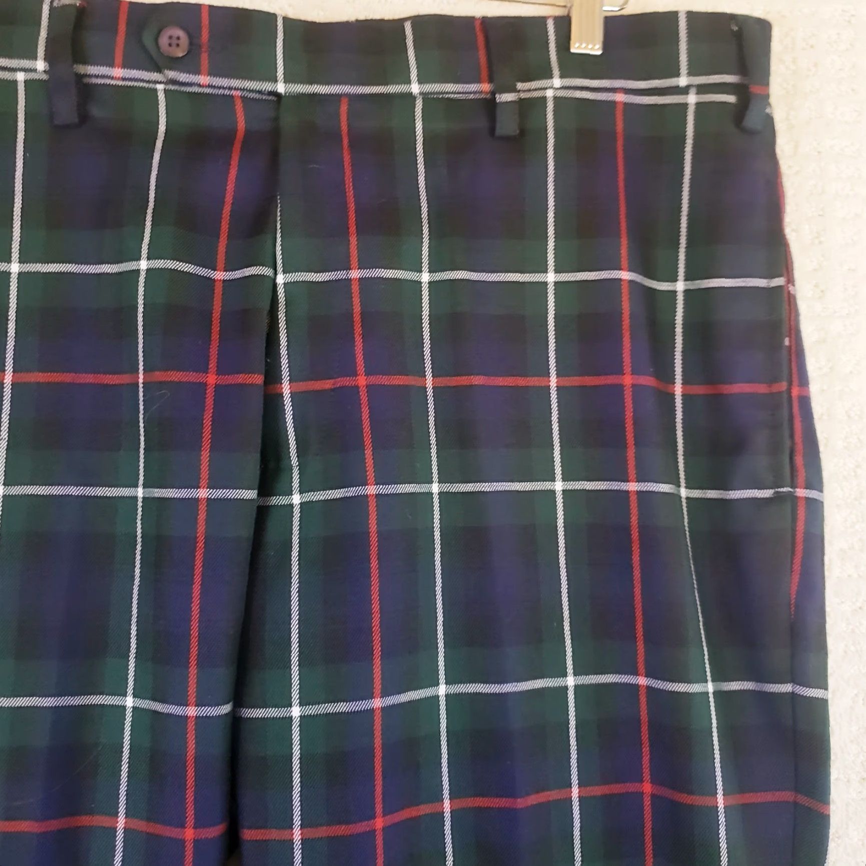 Etro Murray Golf Pants by Broadsword Mens Multicolor Retro Plaid 40x27 Golf Pants Slit Pocket Straight Rise High Front Flat Front Regular Mens Size US 40 / EU 56 - 6 Thumbnail