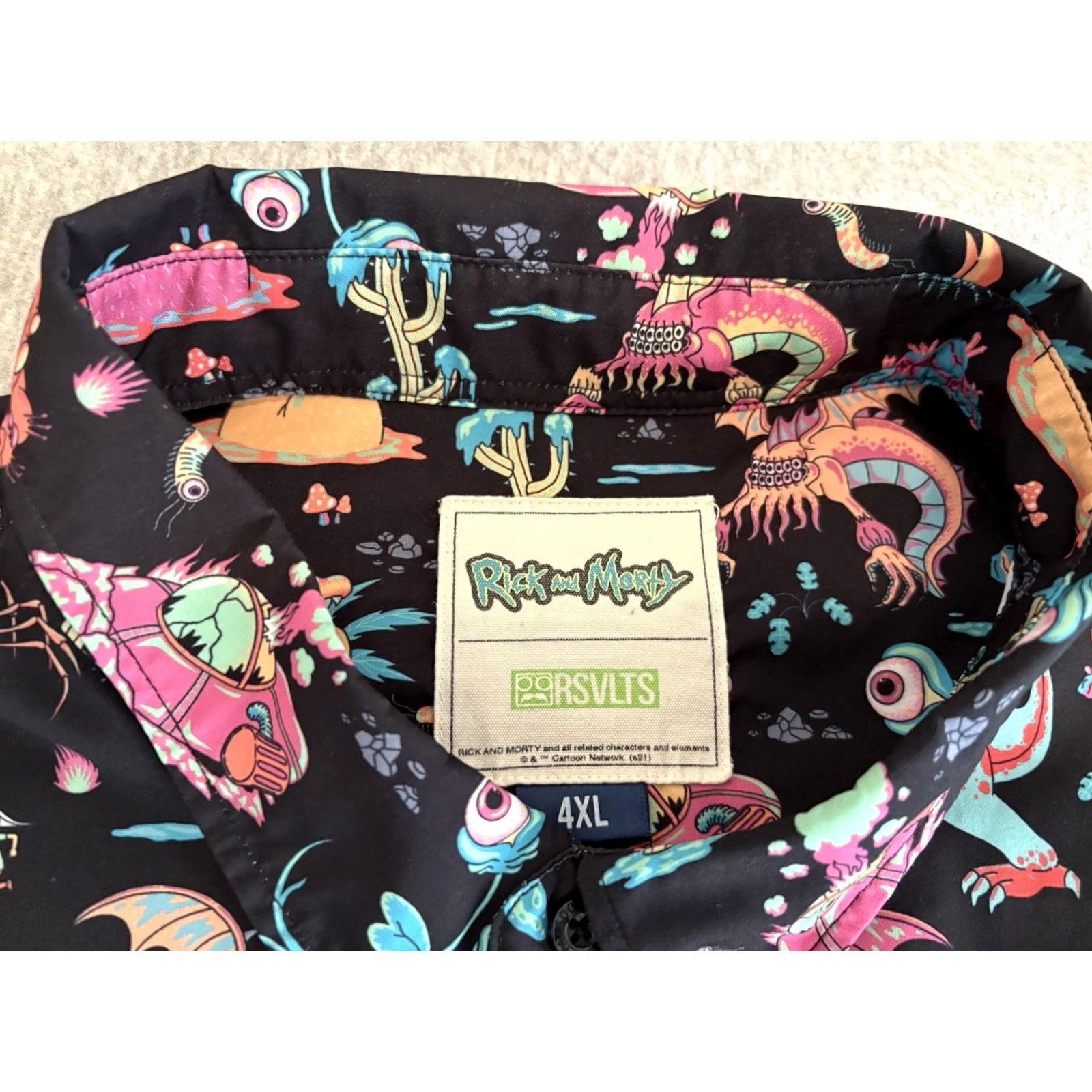 Vintage RSVLTS Rick and Morty Monster Run Button Up Shirt Kunuflex Mens 4XL Size US XXL / EU 58 / 5 - 2 Thumbnail