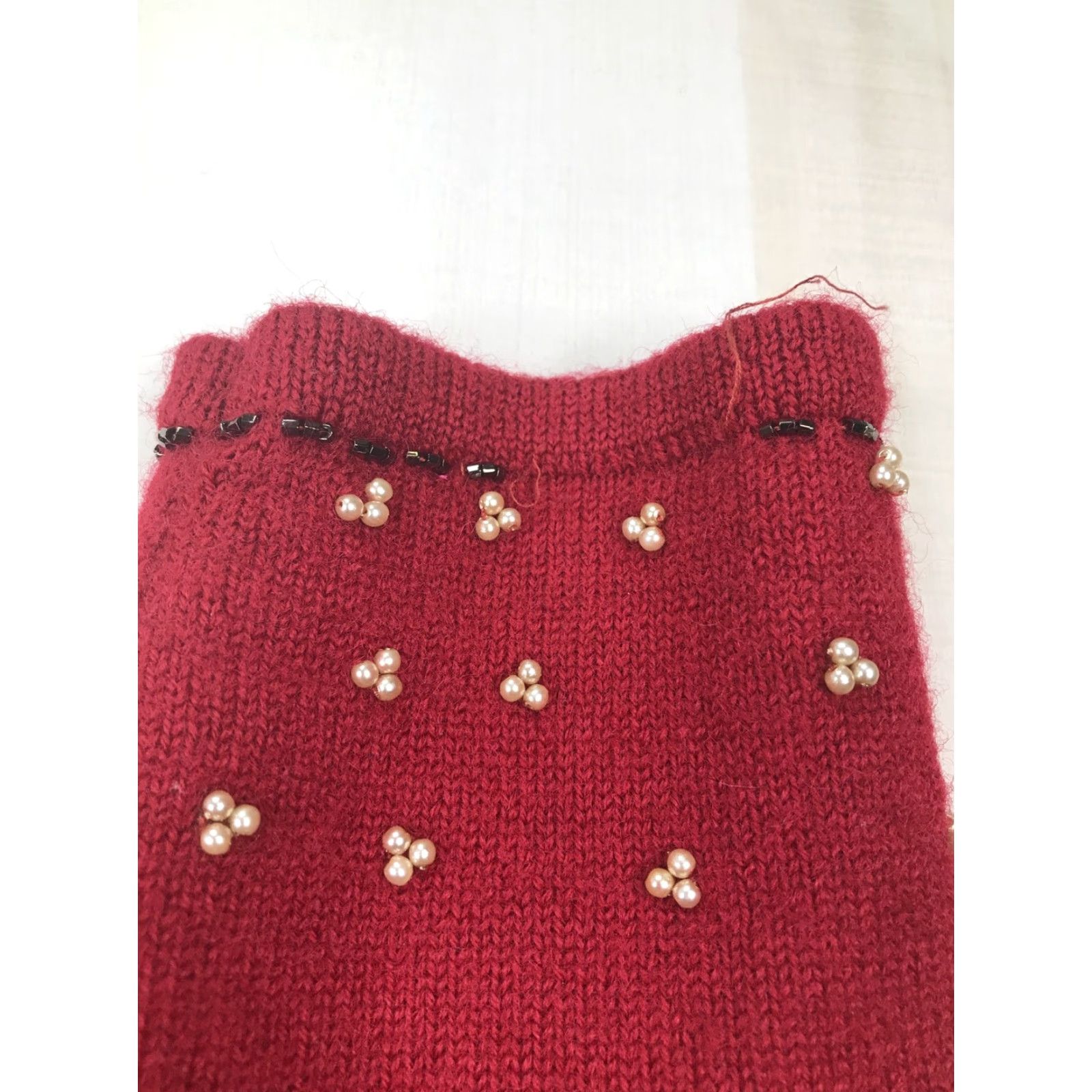 Vintage VINTAGE Susan Bristol Cardigan Women 100% Wool Beaded Embroidered Red Large Size L / US 10 / IT 46 - 6 Thumbnail