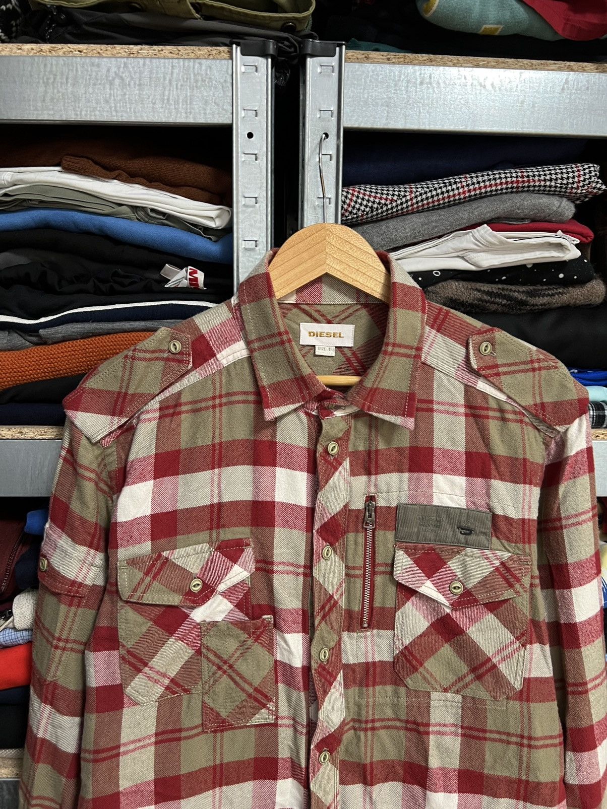 Diesel Diesel Flannel Down Red Plaid Check Button Up Shirt Size L Size US L / EU 52-54 / 3 - 2 Thumbnail