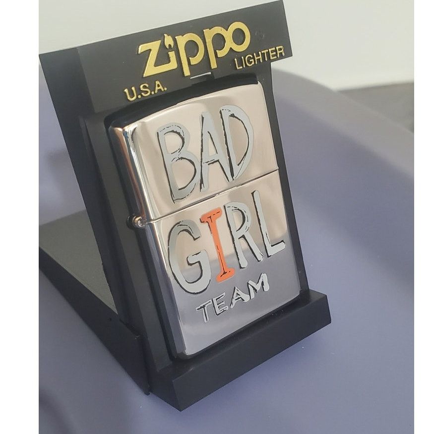 Zippo VINTAGE ZIPPO LIGHTER – Bad Girl –Brushed Chrome – 2000 –NIB Size ONE SIZE - 2 Thumbnail