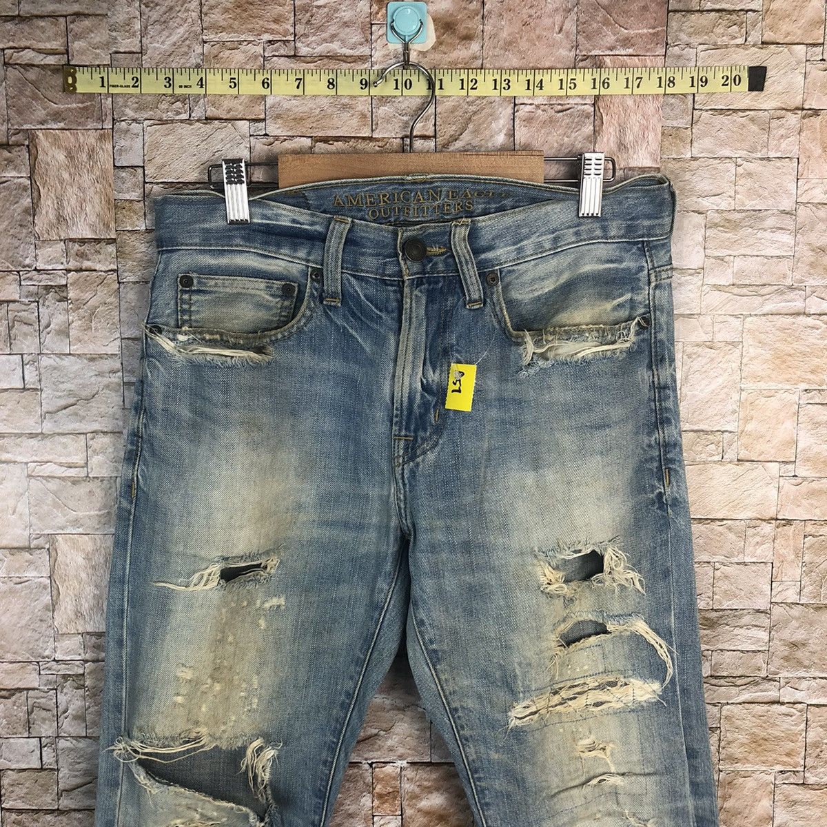 Japanese Brand American Eagle Outfitters Blue Distressed Denim Pants #A57 Size US 29 - 5 Thumbnail