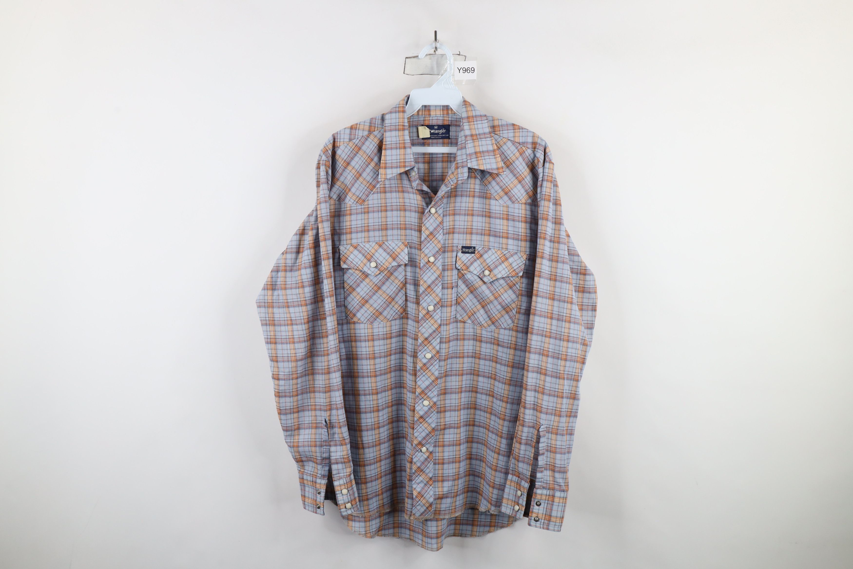 Vintage × Wrangler Vintage 70s Wrangler Rodeo Snap Button Shirt Plaid USA Size US M / EU 48-50 / 2 - 1 Thumbnail