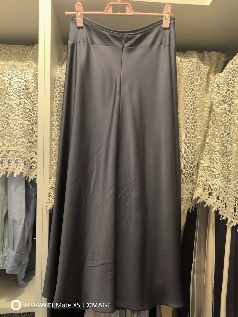 Loro Piana LORO PIANA Dark grey silk skirt Size 26" / US 2 / IT 38 - 2 Thumbnail