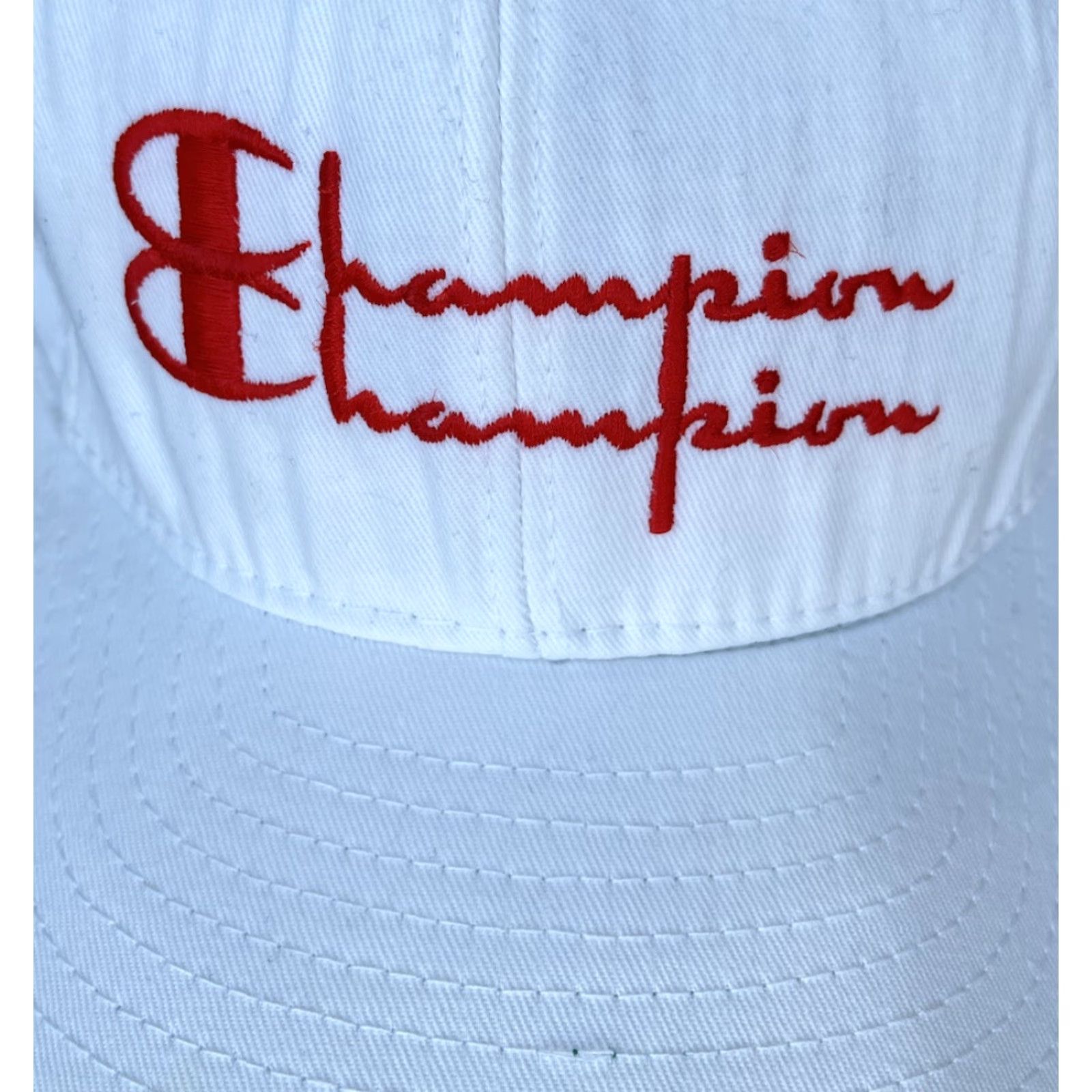 Champion VINTAGE Champion Hat Snapback Baseball Cap Mens White Spell Out Script USA Mens One Size Adjustable Logo Baseball Cap Size ONE SIZE - 2 Thumbnail