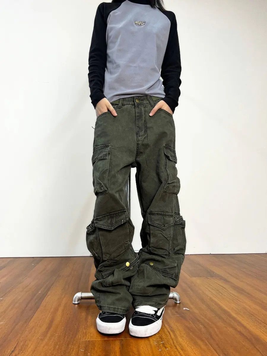 Japanese Brand × Jean Khaki Cargo Denim Jeans Size US 26 / EU 42 - 3 Thumbnail