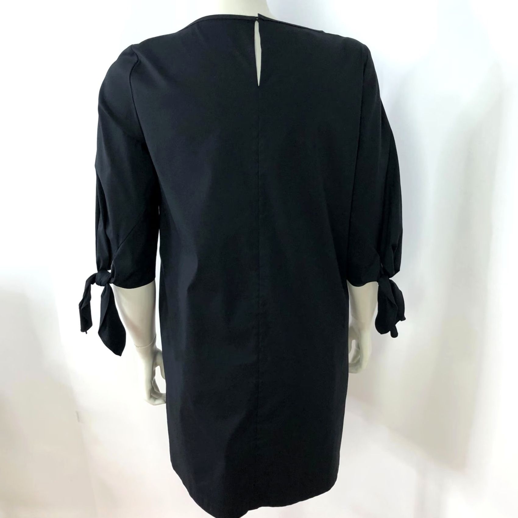 Vintage Lafayette 148 Black Blouse Tunic 3/4 Sleeve Pullover Back Button Bow Tie Cotton Blend Women Small Size S / US 4 / IT 40 - 2 Thumbnail