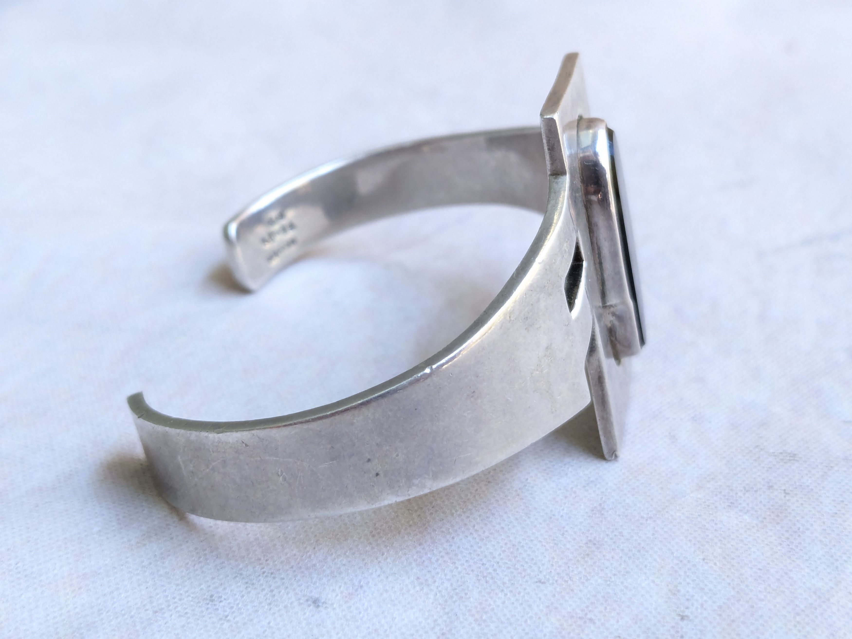 Jewelry Vintage Sterling Silver Bracelet Taxco Black Onyx Mexico Size ONE SIZE - 2 Thumbnail