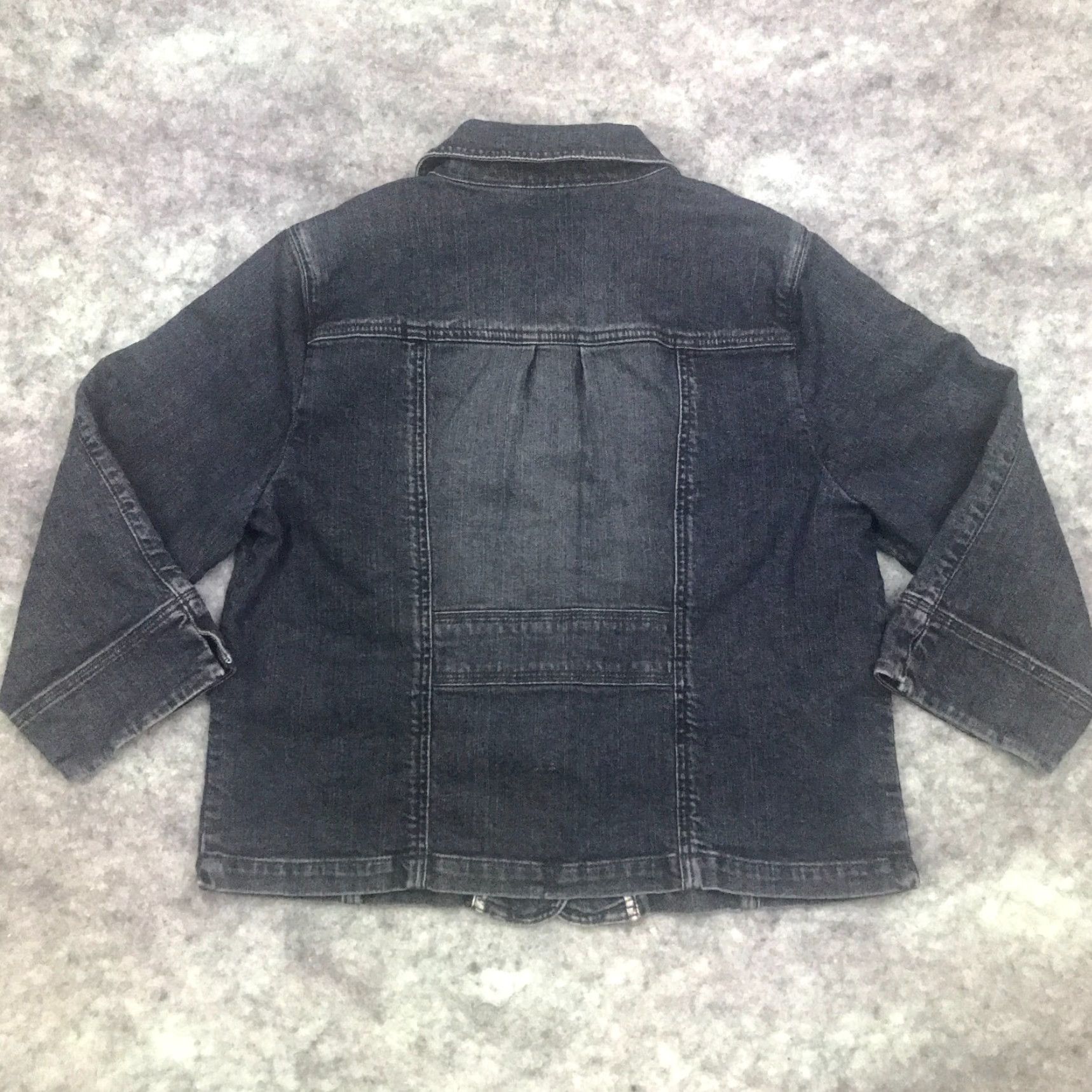 Denime Motto Jacket Womens Large Blue Denim Button Down Front Pockets Size 36" / US 14 / IT 50 - 6 Thumbnail