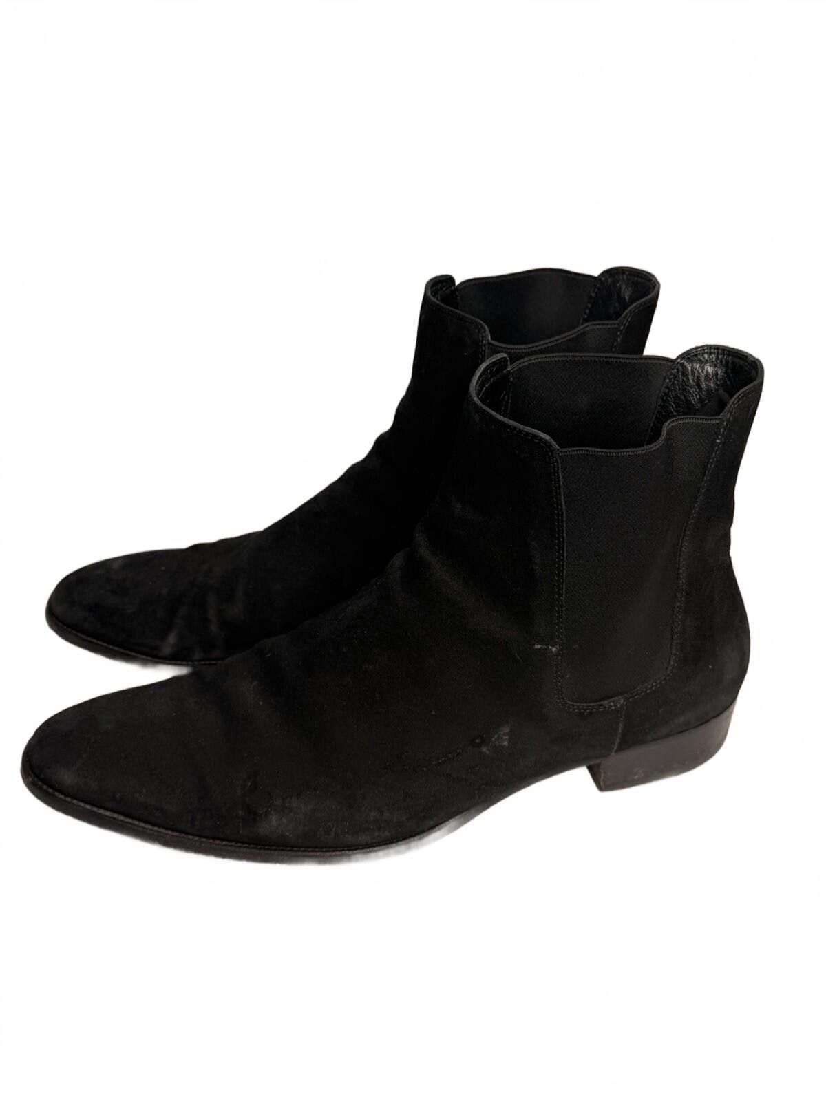 Saint Laurent Paris Saint Laurent Men's Suede Chelsea Boots Black SZ 48 (US 15) Size US 15 / EU 48 - 2 Thumbnail